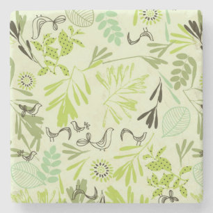 pattern displaying little baby birds stone coaster
