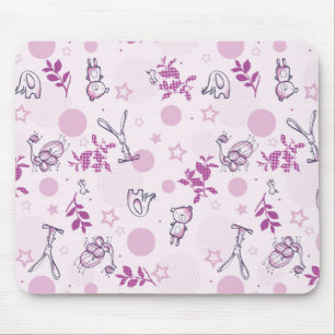 pattern displaying vintage baby animals mouse pad
