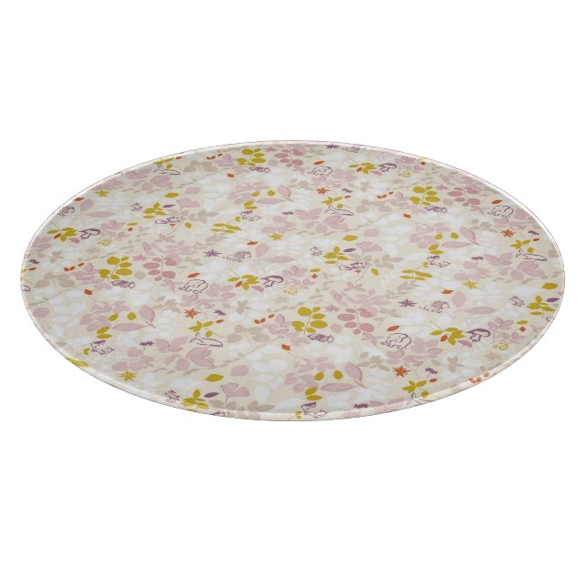 pattern displaying whimsical animals cutting board (Corner)
