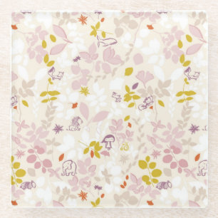 pattern displaying whimsical animals glass coaster