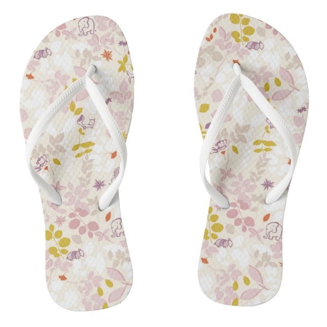 pattern displaying whimsical animals thongs (Footbed)