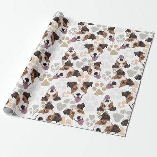 Pattern Dog Paws Jack Russell Terrier Wrapping Paper