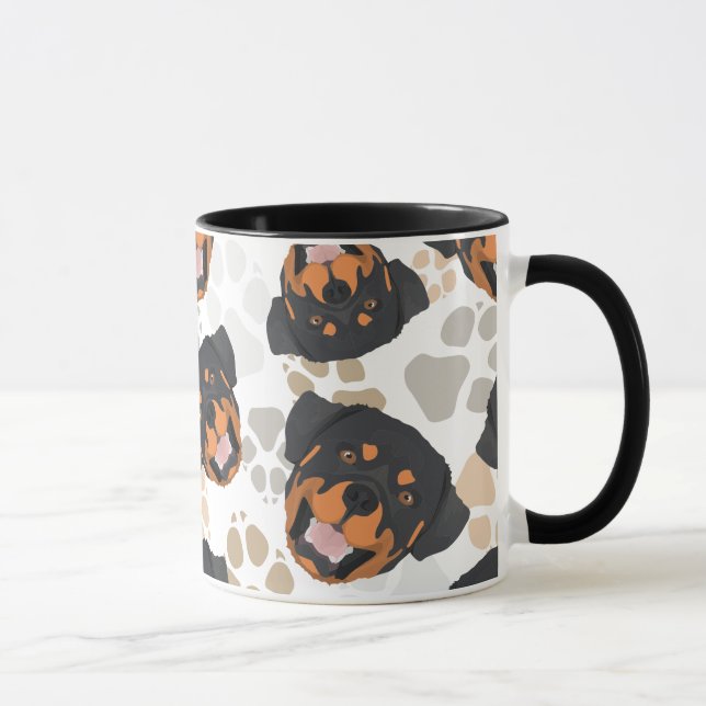 Pattern Dog Paws Rottweiler Mug (Right)