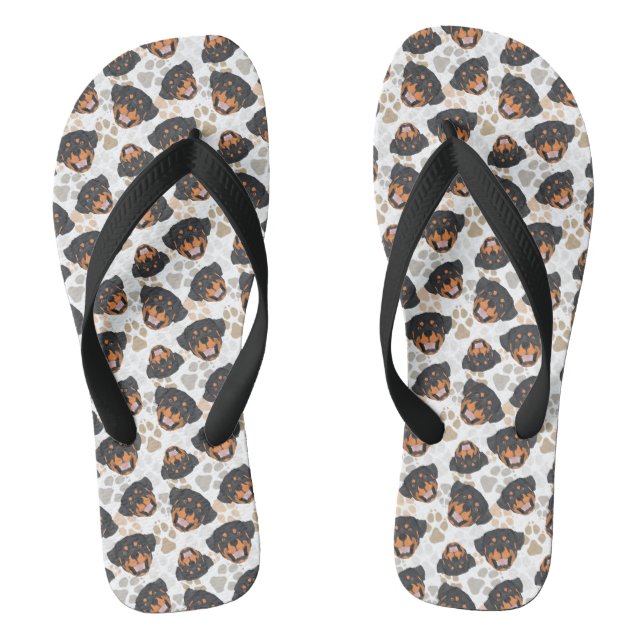 Pattern Dog Paws Rottweiler Thongs (Footbed)