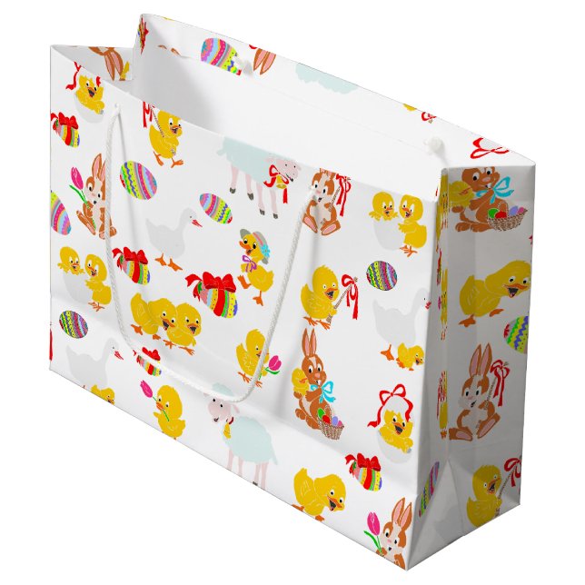 Pattern Easter Party Large Gift Bag (Front Angled)