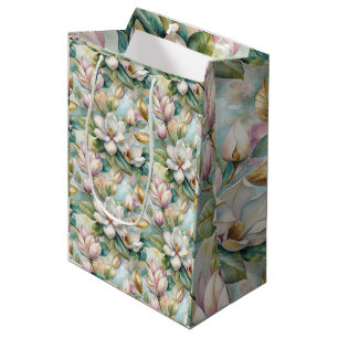 Pattern Elegant Magnolia Flowers Medium Gift Bag