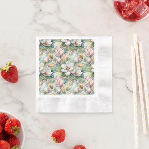 Pattern Elegant Magnolia Flowers Napkin