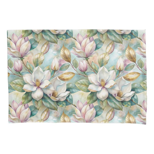 Pattern Elegant Magnolia Flowers Pillowcase (Front)