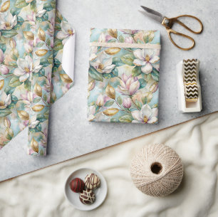 Pattern Elegant Magnolia Flowers Wrapping Paper