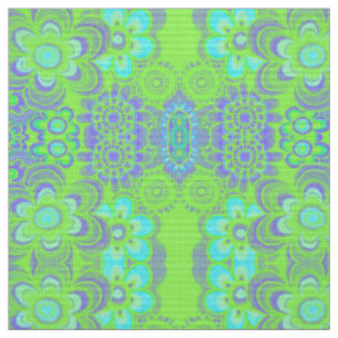 Pattern Fabrics by Serenity - Lime Green & Blue Fabric