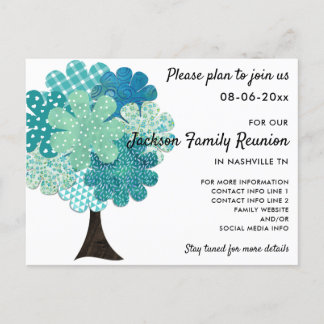Pattern Family Reunion Tree 2-Sided Save the Date Announcement Postcard