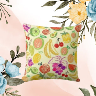 Pattern Fashion Trend Seamless Fruits Element Cushion