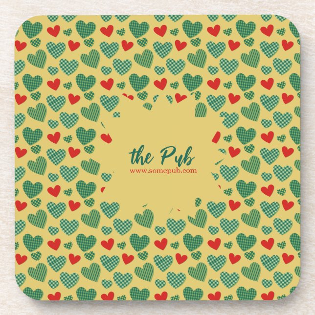 Pattern Filled Hearts Coaster (Front)