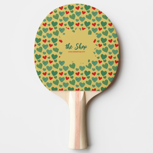 Pattern Filled Hearts Ping Pong Paddle (Front)