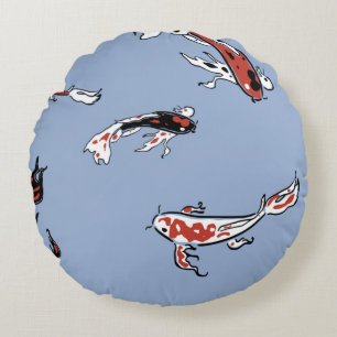 Pattern fish carp koi koi carp round cushion