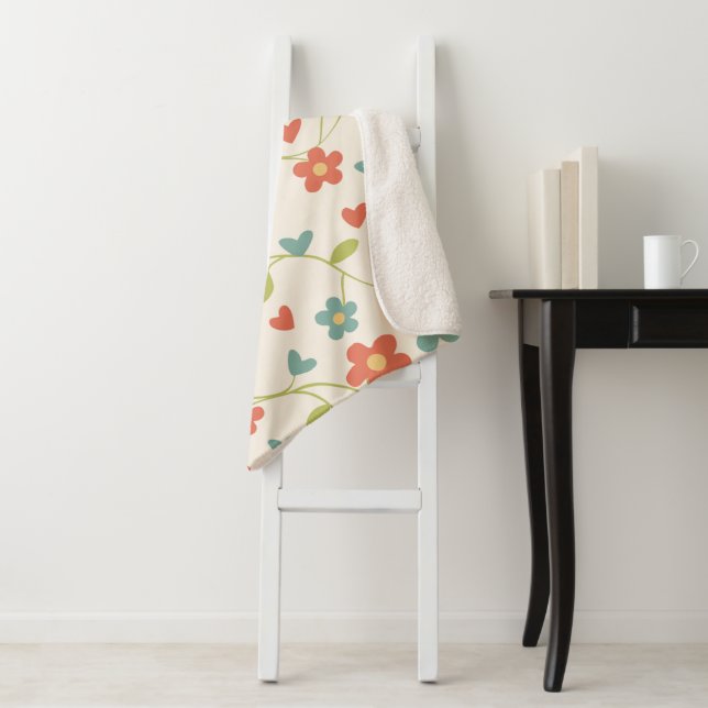 Pattern Floral Sherpa Blanket (In Situ)