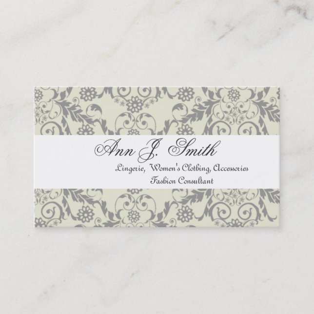 Pattern Floral Subtle Fashion Boutique Consultant Business Card (Front)