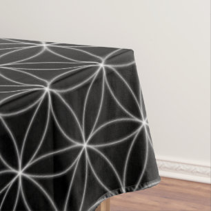Pattern Flower of Life Black and White Tablecloth