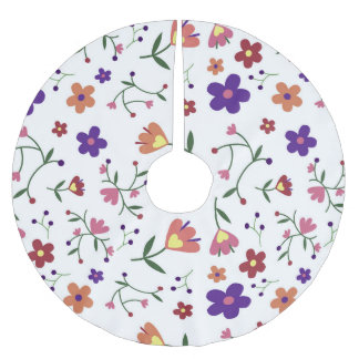 pattern flowers- brushed polyester tree skirt