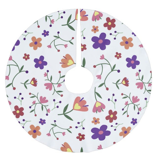pattern flowers- brushed polyester tree skirt (Front)