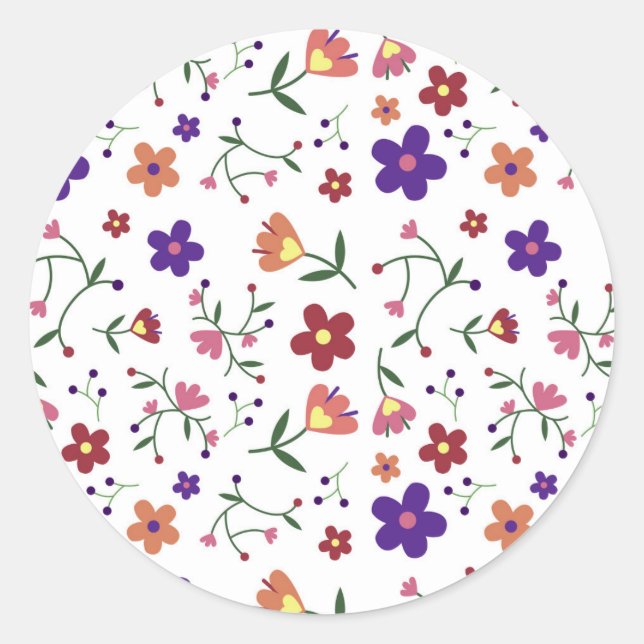 pattern flowers- classic round sticker (Front)
