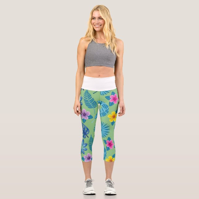 Pattern Flowers Colourful Cute Shining Leggings (Front)