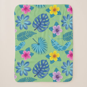 Pattern Flowers Colourful Cute Shining Sherpa Blanket