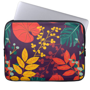 pattern flowers colourful shiny laptop sleeve