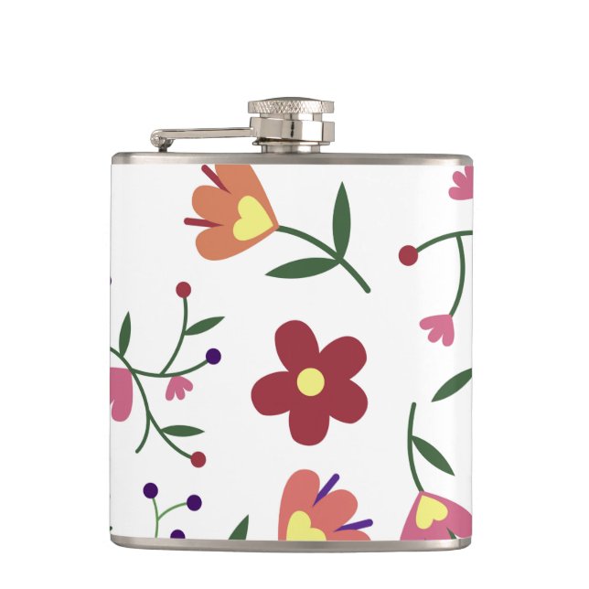 pattern flowers- hip flask (Front)