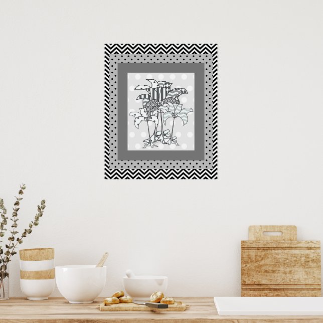 Pattern Flowers Home Apartment Gift Poster (Kitchen)