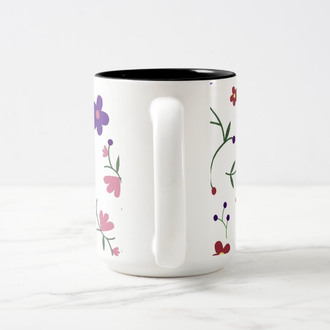 pattern flowers- Two-Tone coffee mug (Handle)