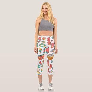 pattern funny summer beach vacation capri leggings