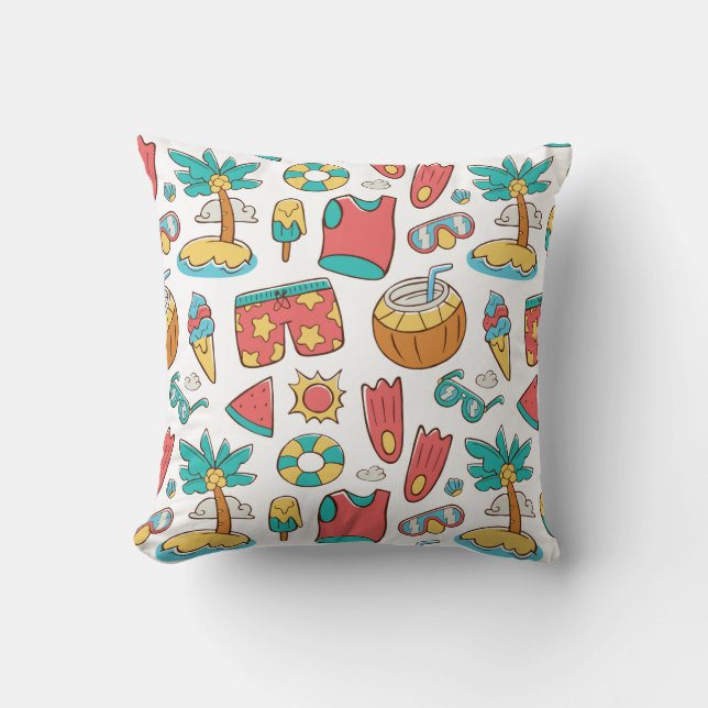 pattern funny summer beach vacation  cushion (Front)