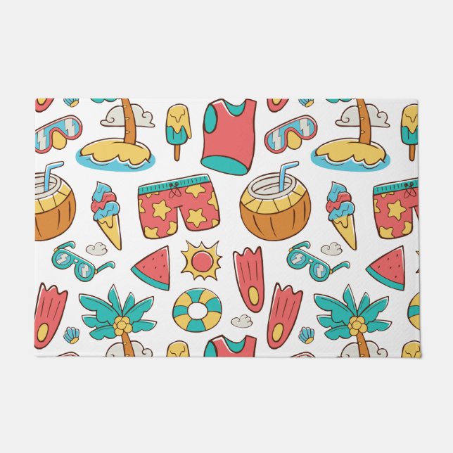 pattern funny summer beach vacation   doormat (Front)