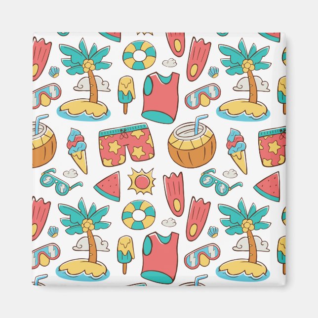 pattern funny summer beach vacation     magnet (Front)