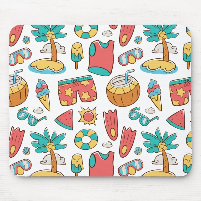 pattern funny summer beach vacation  mouse pad (Front)