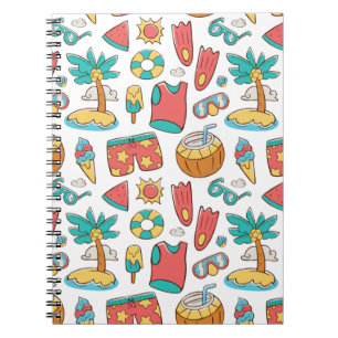 pattern funny summer beach vacation  notebook