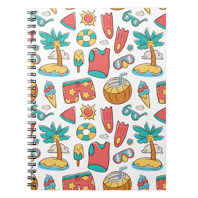 pattern funny summer beach vacation  notebook (Front)