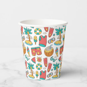 pattern funny summer beach vacation paper cups