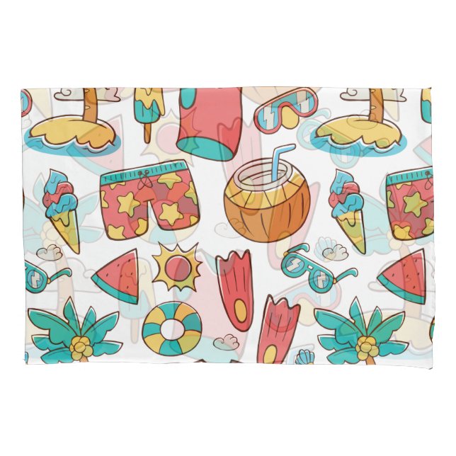 pattern funny summer beach vacation  pillowcase (Front)