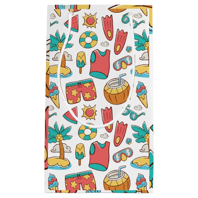pattern funny summer beach vacation  small gift bag (Front)