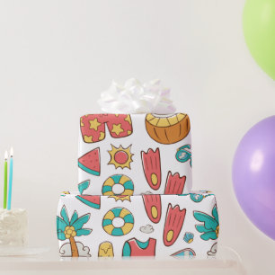 pattern funny summer beach vacation     wrapping paper