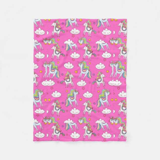 Pattern Funny Unicorn Cute       Fleece Blanket (Front)