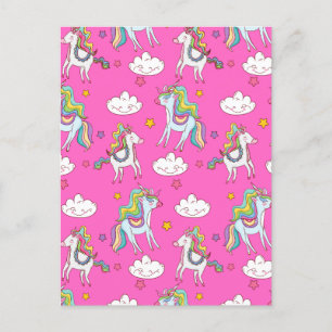 Pattern Funny Unicorn Cute     Holiday Postcard