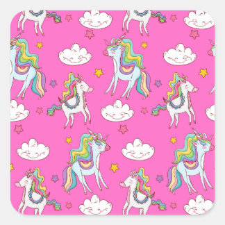 Pattern Funny Unicorn Cute  Square Sticker