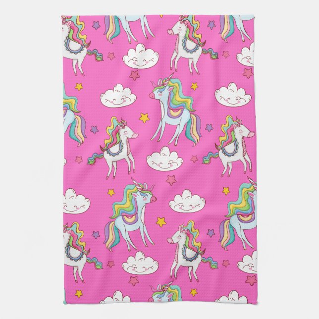 Pattern Funny Unicorn Cute      Tea Towel (Vertical)