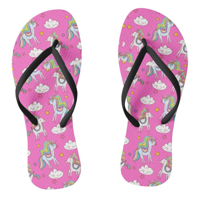 Pattern Funny Unicorn Cute   Thongs (Footbed)