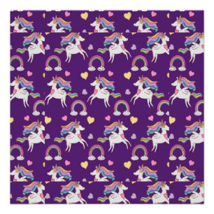 Pattern Funny Unicorn Magic Horse Cute Poster