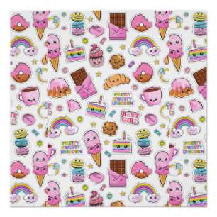 Pattern Funny Unicorn Magic Rainbow Cute Poster