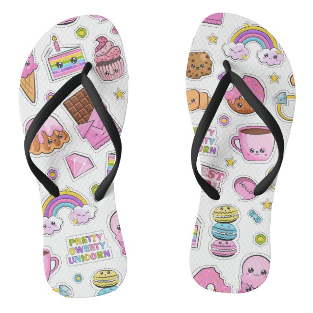 Pattern Funny Unicorn Magic Rainbow Cute   Thongs (Footbed)